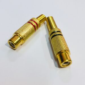 CONNETTORI SPINE RCA FEMMINA CON GUIDACAVO DORATI rosso nero terminali a saldare