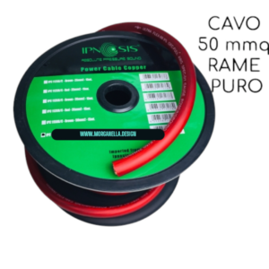 CAVO ALIMENTAZIONE RAME PURO OFC IPNOSIS 50 MMQ AMPLIFICATORI AUTO GUAINA MORBIDA ROSSA