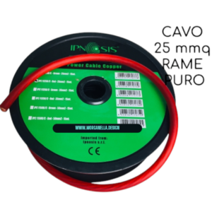 CAVO ALIMENTAZIONE RAME PURO OFC IPNOSIS 25 MMQ AMPLIFICATORI AUTO GUAINA MORBIDA ROSSA AL METRO