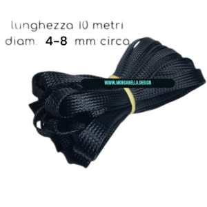 GUAINA ANTITAGLIO CALZA 10 METRI MULTIFILO SEZIONE 4mm – 8mm TELATA ESPANDIBILE NERA COPERTURA CAVI
