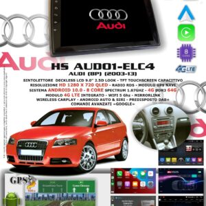 Hardstone HS AUD01-ELC4 autoradio per AUDI A3 (8P 2003-2013) Android 10.0 custom fit